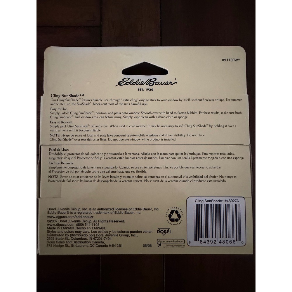 Eddie Bauer Cling SunShade 2 Pack Car Window UV Protection Static Cling 48927A‎ - Picture 2 of 2